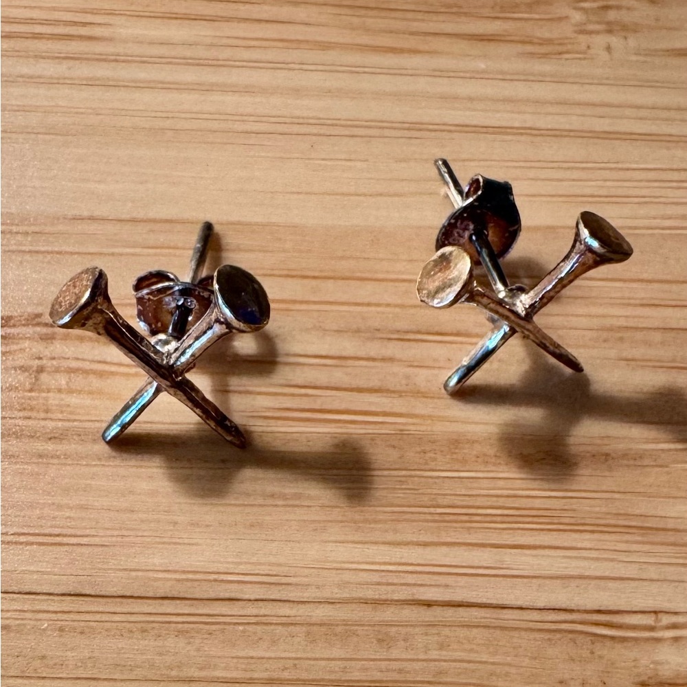 Sterling Silver Golf Tee Earrings (NWT) - Picture 7 of 8